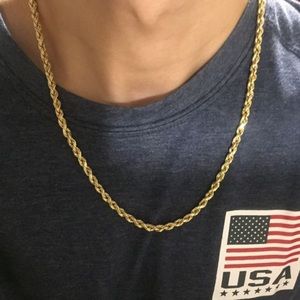 10k 5mm HOLLOW rope chain, 24 inches long